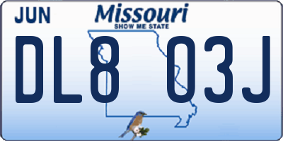 MO license plate DL8O3J
