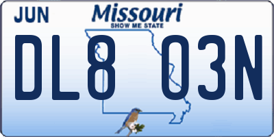 MO license plate DL8O3N