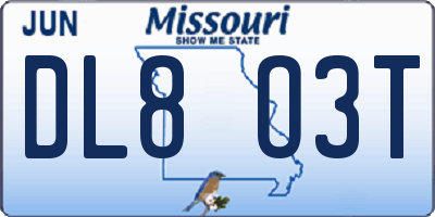 MO license plate DL8O3T