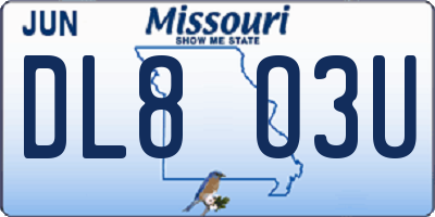 MO license plate DL8O3U