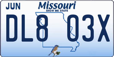 MO license plate DL8O3X