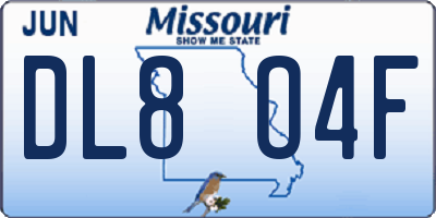 MO license plate DL8O4F