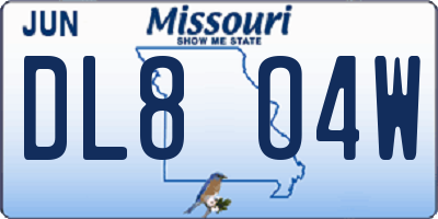 MO license plate DL8O4W