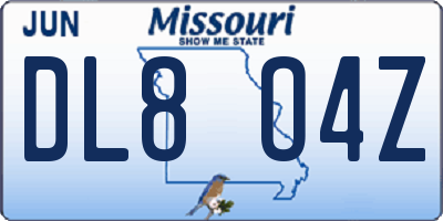 MO license plate DL8O4Z
