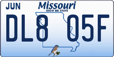 MO license plate DL8O5F