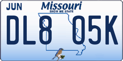 MO license plate DL8O5K