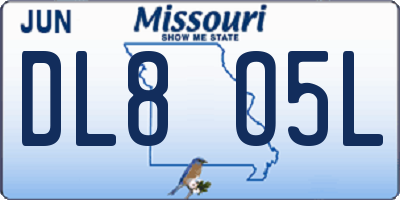 MO license plate DL8O5L