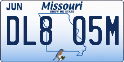 MO license plate DL8O5M