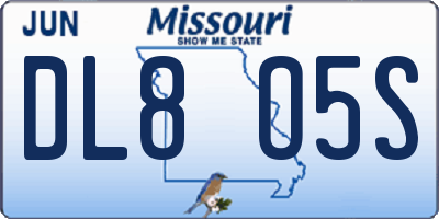 MO license plate DL8O5S