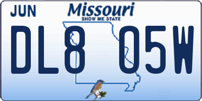 MO license plate DL8O5W