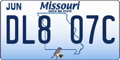MO license plate DL8O7C