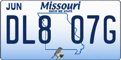 MO license plate DL8O7G