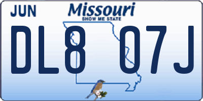 MO license plate DL8O7J