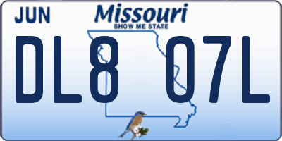 MO license plate DL8O7L