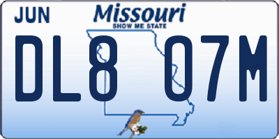 MO license plate DL8O7M