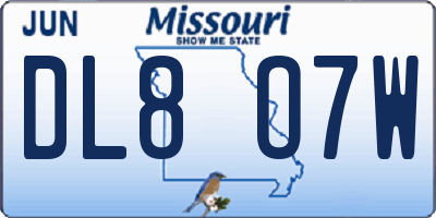 MO license plate DL8O7W