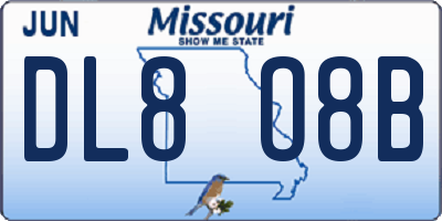 MO license plate DL8O8B