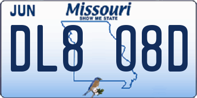 MO license plate DL8O8D