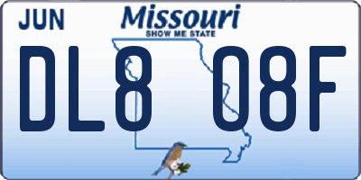 MO license plate DL8O8F