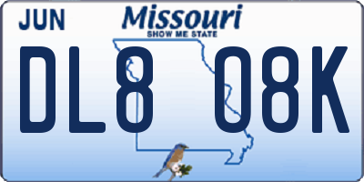 MO license plate DL8O8K