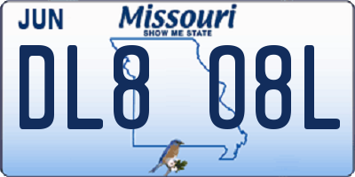 MO license plate DL8O8L