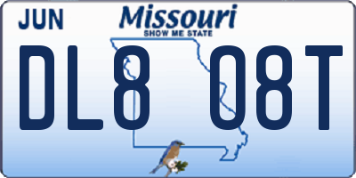 MO license plate DL8O8T