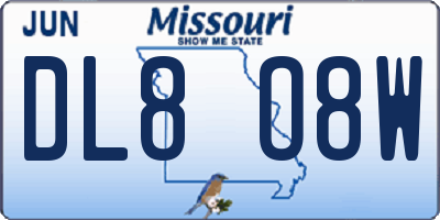 MO license plate DL8O8W