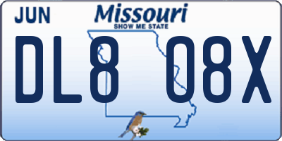 MO license plate DL8O8X