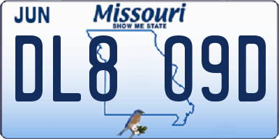 MO license plate DL8O9D