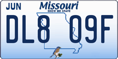 MO license plate DL8O9F