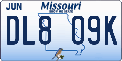 MO license plate DL8O9K