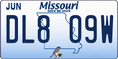 MO license plate DL8O9W