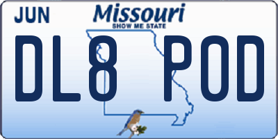 MO license plate DL8P0D