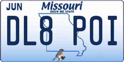 MO license plate DL8P0I