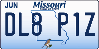 MO license plate DL8P1Z