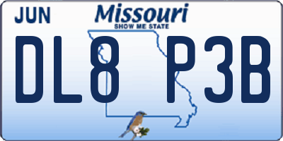 MO license plate DL8P3B
