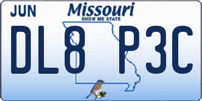 MO license plate DL8P3C