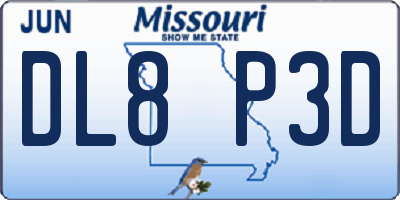 MO license plate DL8P3D