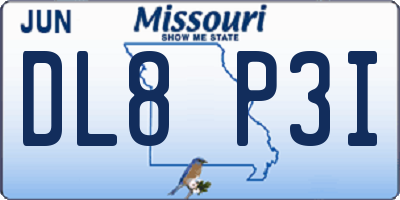 MO license plate DL8P3I