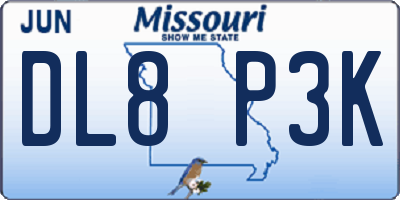 MO license plate DL8P3K