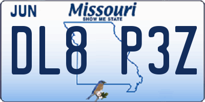MO license plate DL8P3Z