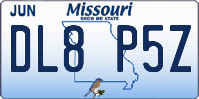 MO license plate DL8P5Z