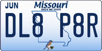 MO license plate DL8P8R
