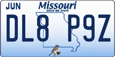 MO license plate DL8P9Z