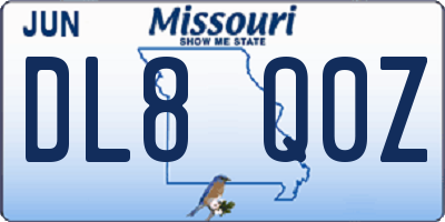 MO license plate DL8Q0Z