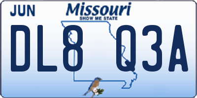 MO license plate DL8Q3A