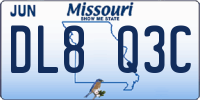 MO license plate DL8Q3C