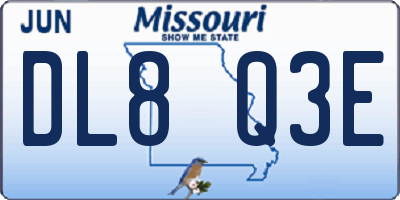 MO license plate DL8Q3E