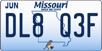 MO license plate DL8Q3F