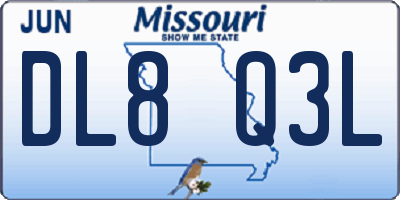 MO license plate DL8Q3L